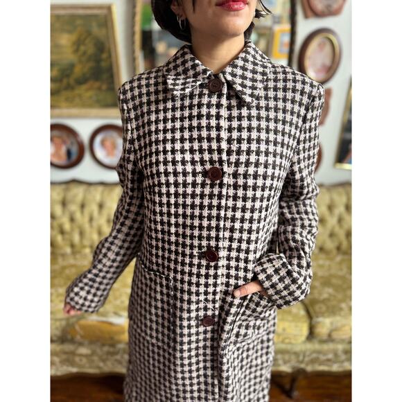 Vintage Houndstooth Wool Button Up Jacket Ladies Size Large/10 by Anne Klein - Picture 8 of 15